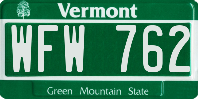 VT license plate WFW762