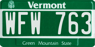 VT license plate WFW763