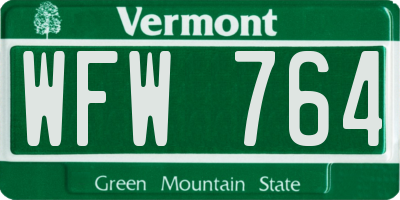 VT license plate WFW764