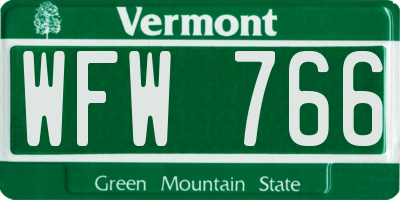 VT license plate WFW766