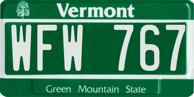 VT license plate WFW767