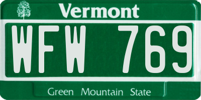 VT license plate WFW769