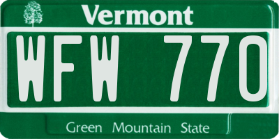 VT license plate WFW770