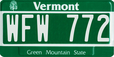 VT license plate WFW772