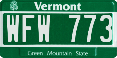 VT license plate WFW773