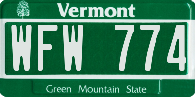 VT license plate WFW774