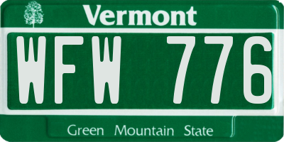 VT license plate WFW776