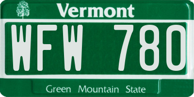 VT license plate WFW780