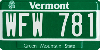 VT license plate WFW781