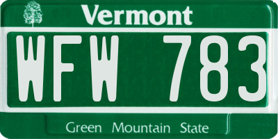 VT license plate WFW783