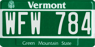 VT license plate WFW784