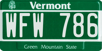VT license plate WFW786