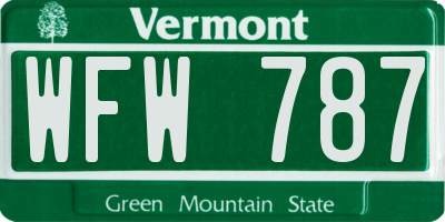 VT license plate WFW787
