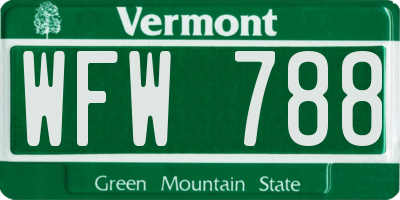 VT license plate WFW788