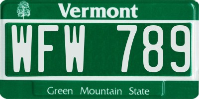 VT license plate WFW789