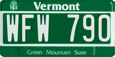 VT license plate WFW790