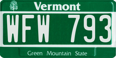 VT license plate WFW793