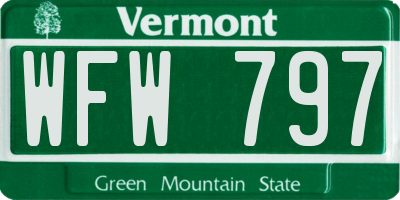 VT license plate WFW797