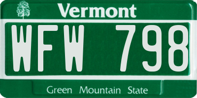 VT license plate WFW798