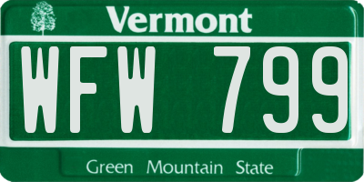 VT license plate WFW799