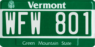 VT license plate WFW801