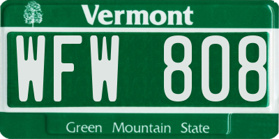 VT license plate WFW808