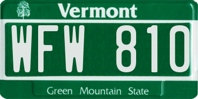 VT license plate WFW810
