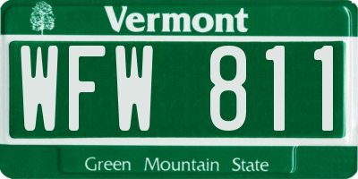 VT license plate WFW811