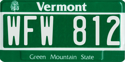 VT license plate WFW812