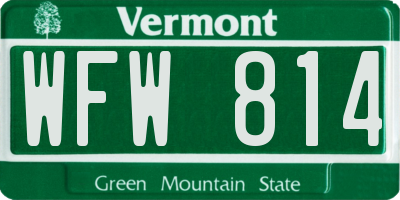 VT license plate WFW814