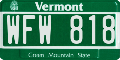 VT license plate WFW818