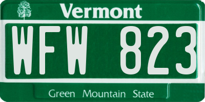 VT license plate WFW823