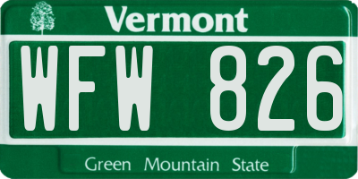 VT license plate WFW826