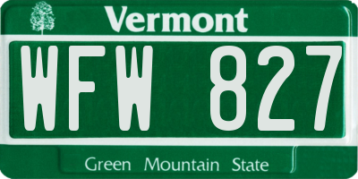 VT license plate WFW827