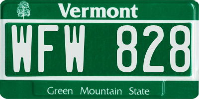 VT license plate WFW828