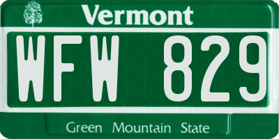 VT license plate WFW829