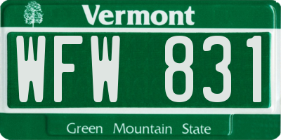 VT license plate WFW831