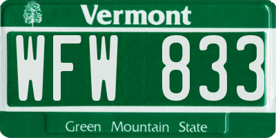 VT license plate WFW833