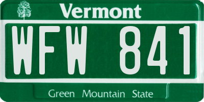 VT license plate WFW841