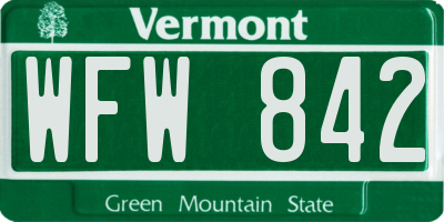 VT license plate WFW842