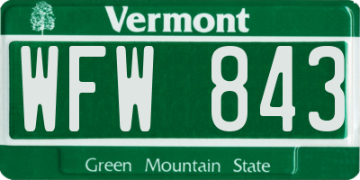 VT license plate WFW843