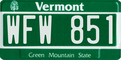 VT license plate WFW851