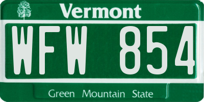 VT license plate WFW854