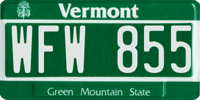 VT license plate WFW855