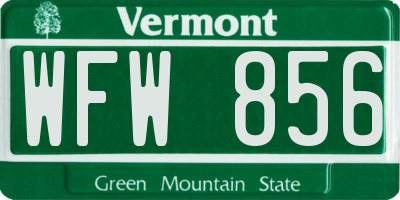 VT license plate WFW856
