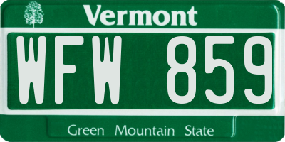 VT license plate WFW859