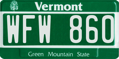VT license plate WFW860