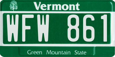 VT license plate WFW861