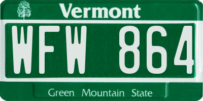 VT license plate WFW864