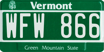 VT license plate WFW866